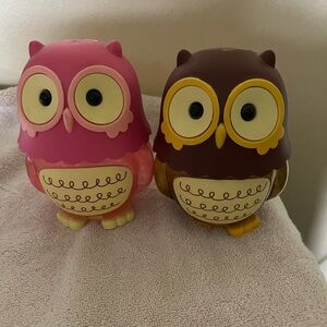 Pink and Brown Owl Figurine Set